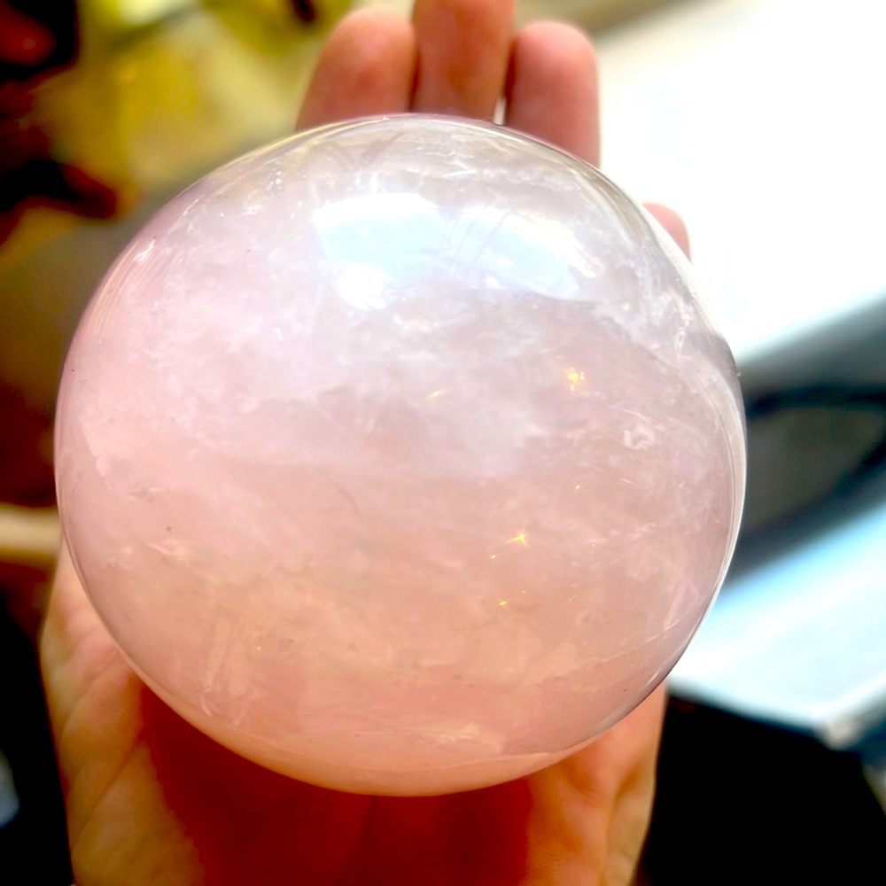 Heavy rose quartz sphere